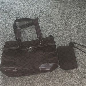 Brown Coach purse with matching coin purse